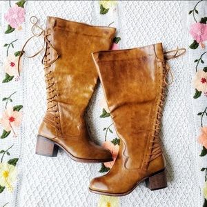 TORRID Distressed Lace Up Knee High Boot